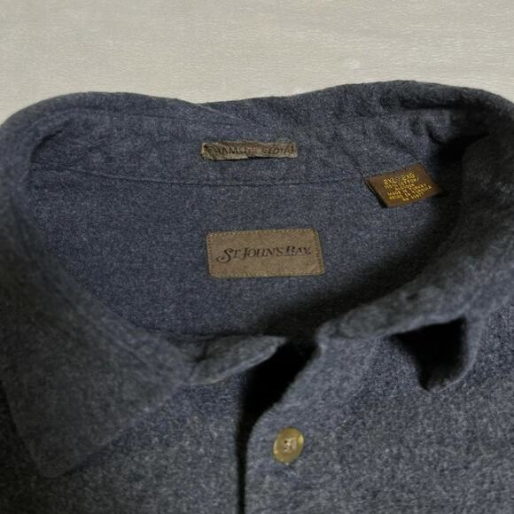 Vtg. St. John's Bay Chamois Cloth Flannel Men's 2XL Gray Button Up Camp Cottage - Picture 3 of 8